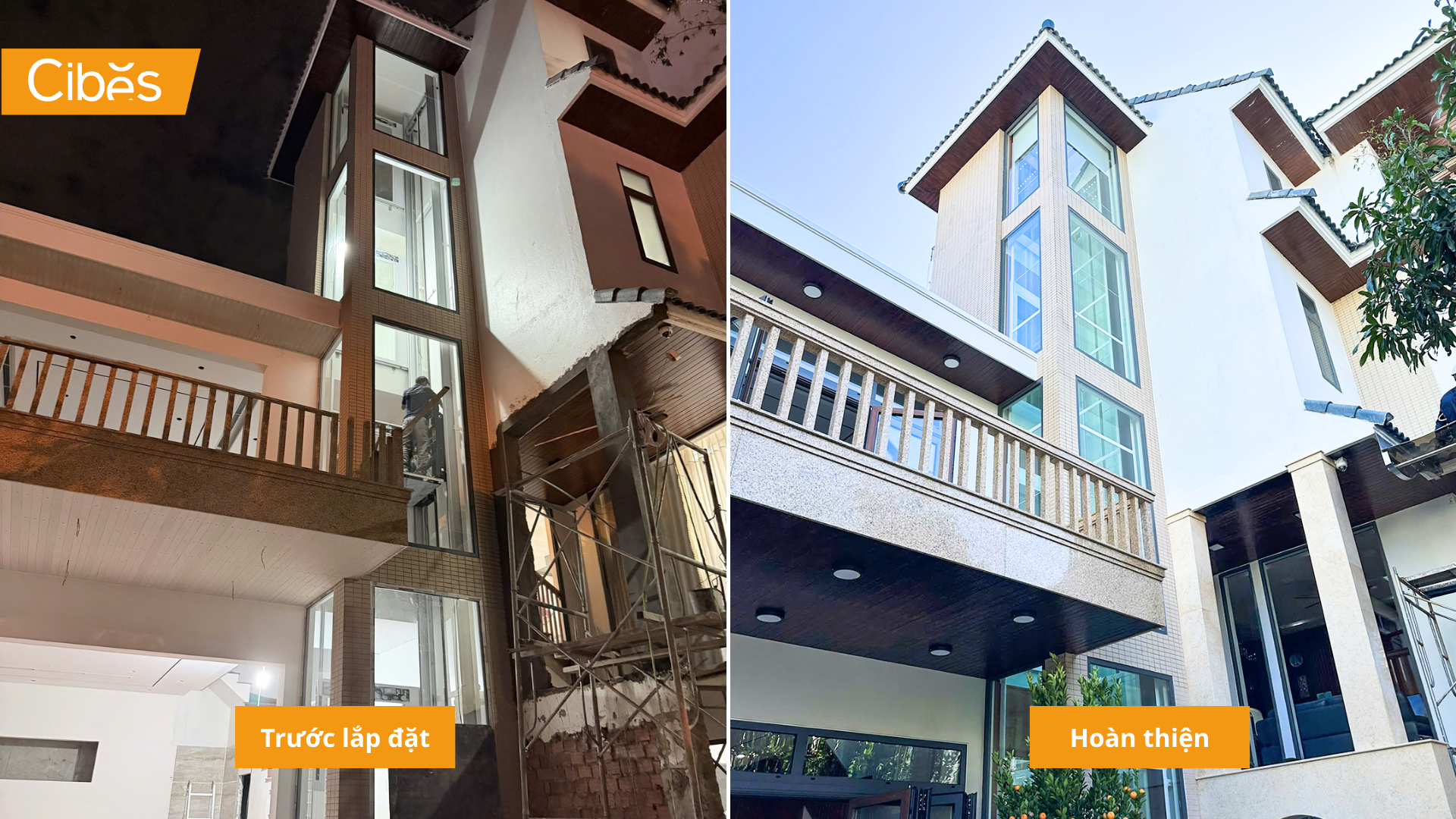 Lắp thang máy kính đẹp Cibes V80i Elegance kết nối hai không gian sống ở Đà Nẵng